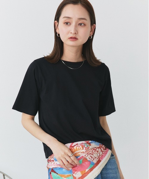 ad thie(アドティエ)の「ベーシック コンパクトTシャツ(Tシャツ/カットソー・レディース・チャコール/ネイビー/オフホワイト/ナチュラル/ブラック・FREE)」の22枚目の写真
