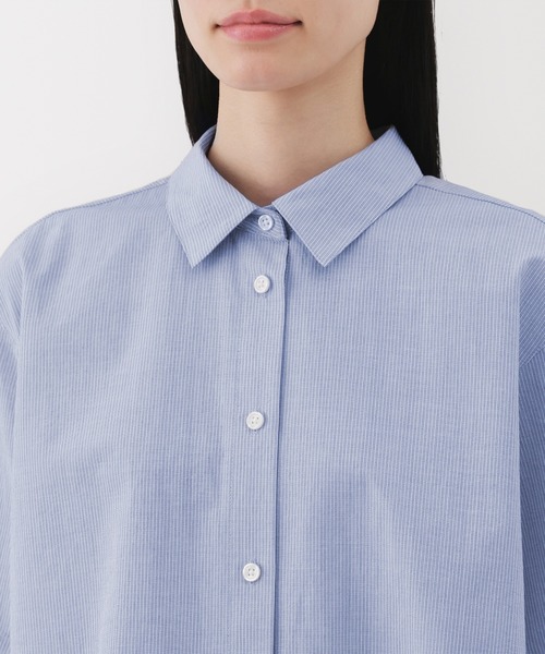 無印良品（ムジルシリョウヒン）の「婦人　涼感　レギュラーカラー半袖シャツ（シャツ/ブラウス・レディース・ライトオレンジ系/サックスブルー系/ブラック/ホワイト・XL/L/M/S）」の12枚目の写真