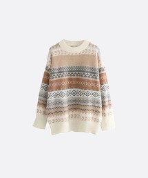 U:UME([)Vintage Pullover Embroidery Knit(jbg/Z[^[)