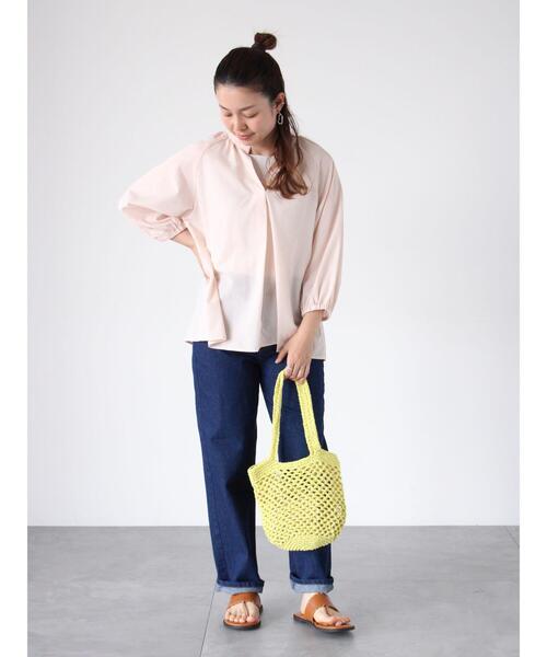 Lugnoncure（ルノンキュール）の「【イージーケア】7分袖スキッパーブラウス（シャツ/ブラウス・レディース・ネイビー/ピンク/オフホワイト/チャコールグレー・F）」の6枚目の写真