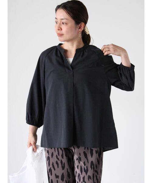 Lugnoncure（ルノンキュール）の「【イージーケア】7分袖スキッパーブラウス（シャツ/ブラウス・レディース・ネイビー/ピンク/オフホワイト/チャコールグレー・F）」の10枚目の写真