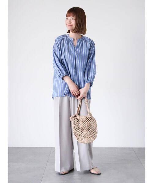 Lugnoncure（ルノンキュール）の「【イージーケア】7分袖スキッパーブラウス（シャツ/ブラウス・レディース・ネイビー/ピンク/オフホワイト/チャコールグレー・F）」の12枚目の写真