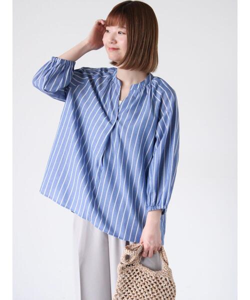 Lugnoncure（ルノンキュール）の「【イージーケア】7分袖スキッパーブラウス（シャツ/ブラウス・レディース・ネイビー/ピンク/オフホワイト/チャコールグレー・F）」の13枚目の写真