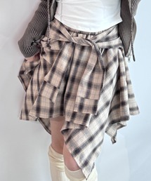 【Check】シャツ巻き風ミニスカート