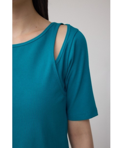 AZUL by moussy(アズールバイマウジー)の「デザインネックショートTシャツ(Tシャツ/カットソー・レディース・オフホワイト/ブルー/ブラック/ライトピンク・FREE)」の11枚目の写真