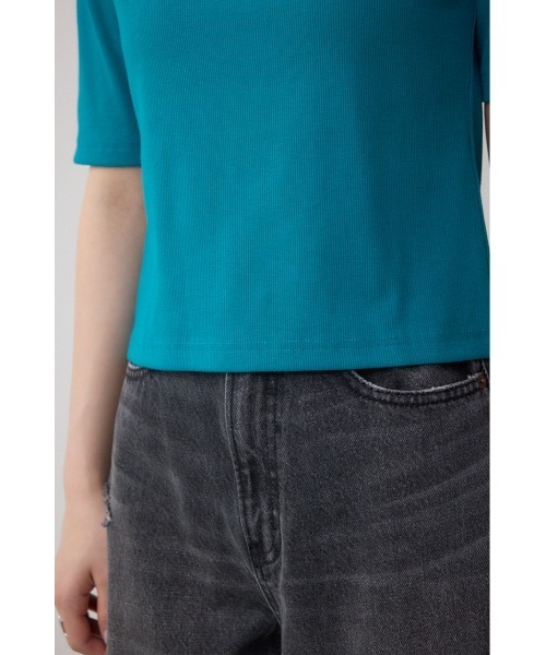 AZUL by moussy(アズールバイマウジー)の「デザインネックショートTシャツ(Tシャツ/カットソー・レディース・オフホワイト/ブルー/ブラック/ライトピンク・FREE)」の12枚目の写真