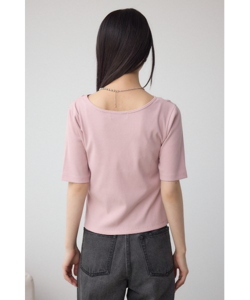 AZUL by moussy(アズールバイマウジー)の「デザインネックショートTシャツ(Tシャツ/カットソー・レディース・オフホワイト/ブルー/ブラック/ライトピンク・FREE)」の18枚目の写真