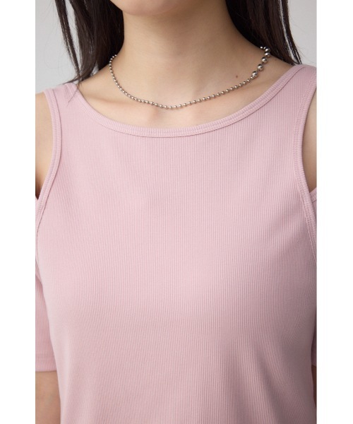 AZUL by moussy(アズールバイマウジー)の「デザインネックショートTシャツ(Tシャツ/カットソー・レディース・オフホワイト/ブルー/ブラック/ライトピンク・FREE)」の19枚目の写真