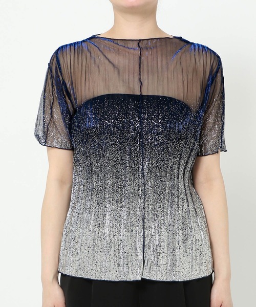 HARE（ハレ）の「ラメプリーツシアートップス(HARE)（Tシャツ/カットソー・レディース・ライトブルー/ブラック×シルバー/ブルー系その他/レッド/ブラック/ブルー/オレンジ・FREE）」の20枚目の写真