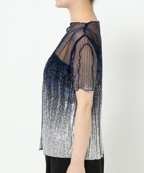 HARE（ハレ）の「ラメプリーツシアートップス(HARE)（Tシャツ/カットソー・レディース・ライトブルー/ブラック×シルバー/ブルー系その他/レッド/ブラック/ブルー/オレンジ・FREE）」の21枚目の写真