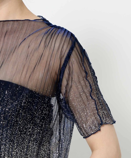 HARE（ハレ）の「ラメプリーツシアートップス(HARE)（Tシャツ/カットソー・レディース・ライトブルー/ブラック×シルバー/ブルー系その他/レッド/ブラック/ブルー/オレンジ・FREE）」の13枚目の写真