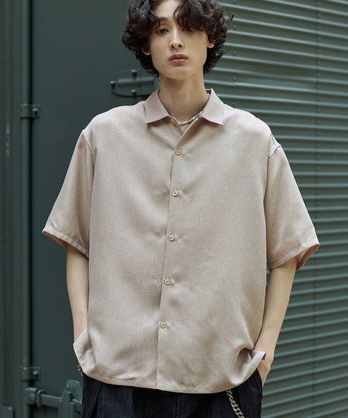 Bleme(ブレム)の「シンセティックツイード オーバーサイズ イージーケア 半袖シャツ(シャツ/ブラウス・メンズ・グレー/ベージュ・M/S/XL/L)」の2枚目の写真