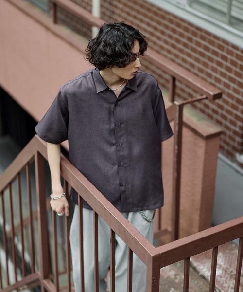 Bleme(ブレム)の「シンセティックツイード オーバーサイズ イージーケア 半袖シャツ(シャツ/ブラウス・メンズ・グレー/ベージュ・M/S/XL/L)」の11枚目の写真