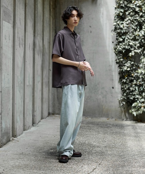 Bleme(ブレム)の「シンセティックツイード オーバーサイズ イージーケア 半袖シャツ(シャツ/ブラウス・メンズ・グレー/ベージュ・M/S/XL/L)」の12枚目の写真