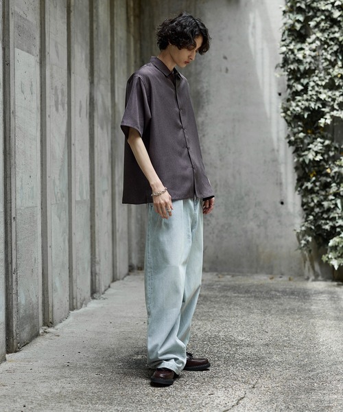 Bleme(ブレム)の「シンセティックツイード オーバーサイズ イージーケア 半袖シャツ(シャツ/ブラウス・メンズ・グレー/ベージュ・M/S/XL/L)」の13枚目の写真