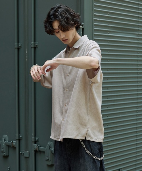 Bleme(ブレム)の「シンセティックツイード オーバーサイズ イージーケア 半袖シャツ(シャツ/ブラウス・メンズ・グレー/ベージュ・M/S/XL/L)」の19枚目の写真