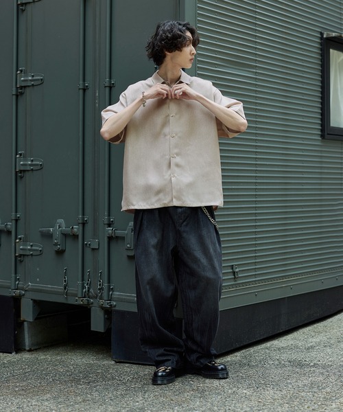 シンセティックツイード オーバーサイズ イージーケア 半袖シャツ