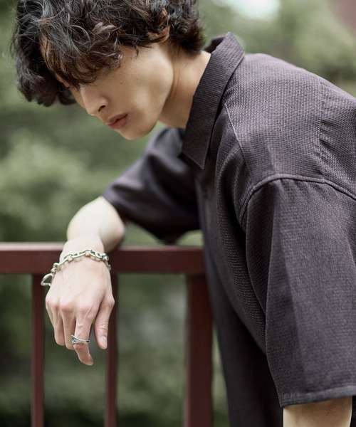 Bleme(ブレム)の「シンセティックツイード オーバーサイズ イージーケア 半袖シャツ(シャツ/ブラウス・メンズ・グレー/ベージュ・M/S/XL/L)」の5枚目の写真