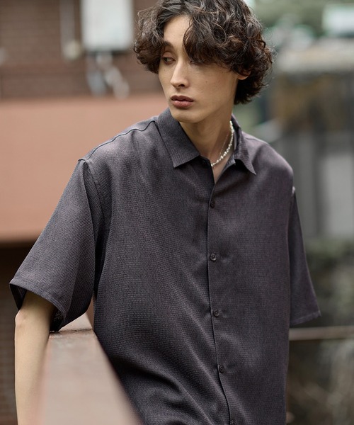 Bleme(ブレム)の「シンセティックツイード オーバーサイズ イージーケア 半袖シャツ(シャツ/ブラウス・メンズ・グレー/ベージュ・M/S/XL/L)」の7枚目の写真