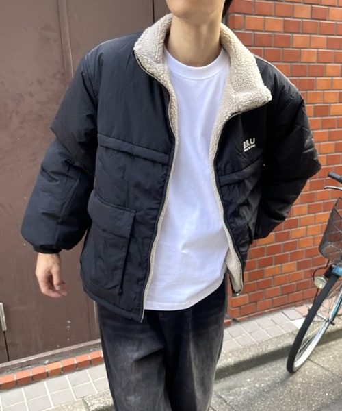 B.R.U（ブル）の「ロゴ刺繍ボアブルゾン（ダウンジャケット/コート・メンズ・グレー/ブラック・LARGE/MEDIUM）」の18枚目の写真