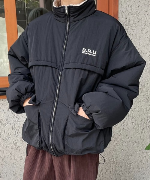 B.R.U（ブル）の「ロゴ刺繍ボアブルゾン（ダウンジャケット/コート・メンズ・グレー/ブラック・LARGE/MEDIUM）」の6枚目の写真