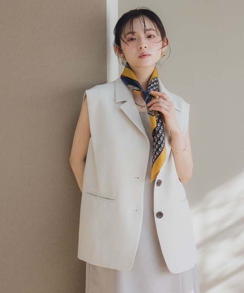 Petitjo(プッチージョ)の「小さいサイズ コクーンジレ 低身長さん・小柄女性(ベスト・レディース・アイボリー/ブラック・PS/PM)」の2枚目の写真