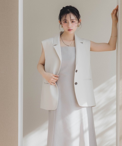 Petitjo(プッチージョ)の「小さいサイズ コクーンジレ 低身長さん・小柄女性(ベスト・レディース・アイボリー/ブラック・PS/PM)」の9枚目の写真