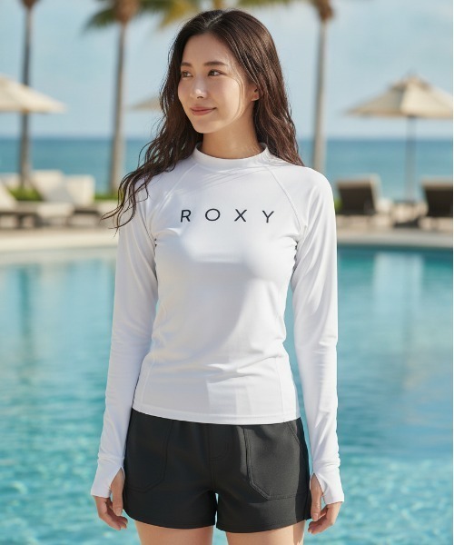 ROXY(ロキシー)の「【ROXY/ロキシー】25SS RASHIE L/S/水陸両用ハイネック長袖ラッシュガード(水着)(ラッシュガード・レディース・ホワイト/ブラック・SMALL/MEDIUM/LARGE)」の1枚目の写真