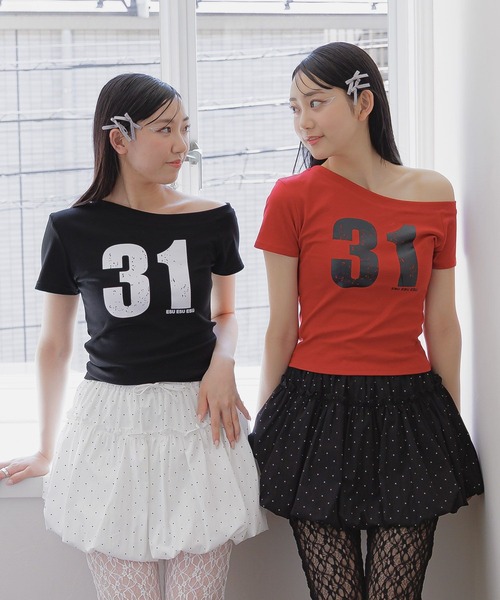 3.3 Field Trip (3.3フィールドトリップ)の「3.3 Field Trip/オフショルナンバーT(Tシャツ/カットソー・レディース・ホワイト/ブラック/グレー/レッド・FREE)」の4枚目の写真