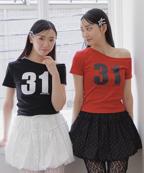 3.3 Field Trip (3.3フィールドトリップ)の「3.3 Field Trip/オフショルナンバーT(Tシャツ/カットソー・レディース・ホワイト/ブラック/グレー/レッド・FREE)」の14枚目の写真