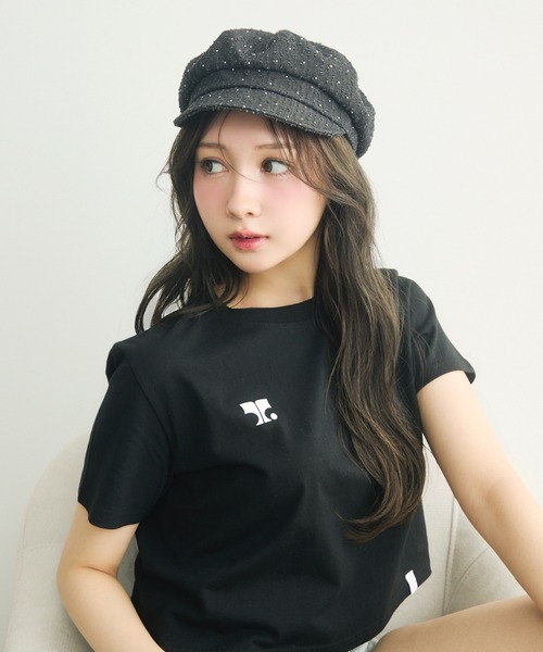 韓国♡高級感 ツイード キャスケット新品　白　黒　刺繡　コールド　ベレー帽 韓国♡高級感 ツイード キャスケット新品 白 黒 刺繡 コールド