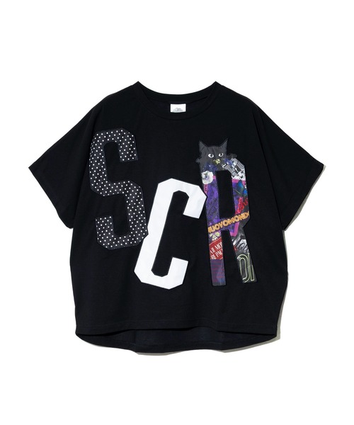 ScoLar（スカラー）の「ScoLar/スカラー　ロゴアップリケPO（Tシャツ/カットソー・レディース・ホワイト/サックスブルー/ブラック・FREE）」の3枚目の写真