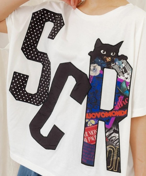 ScoLar（スカラー）の「ScoLar/スカラー　ロゴアップリケPO（Tシャツ/カットソー・レディース・ホワイト/サックスブルー/ブラック・FREE）」の6枚目の写真
