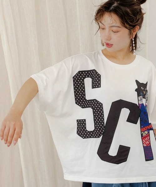 ScoLar（スカラー）の「ScoLar/スカラー　ロゴアップリケPO（Tシャツ/カットソー・レディース・ホワイト/サックスブルー/ブラック・FREE）」の7枚目の写真