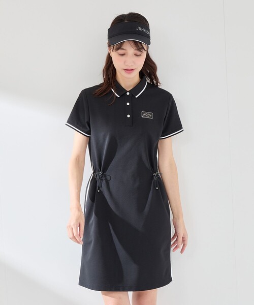 セール】【撥水】【ストレッチ】シアサッカードロストポロワンピース