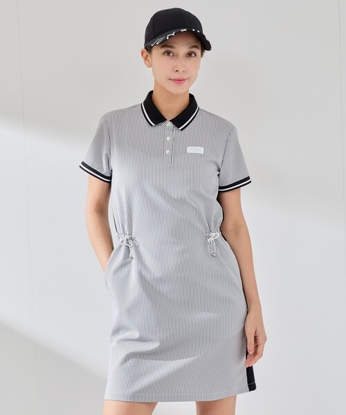 JUN&ROPE'（ジュンアンドロペ）の「【撥水】【ストレッチ】シアサッカードロストポロワンピース（ワンピース・レディース・ブラック/ブラック系その他・L/M/S）」の20枚目の写真