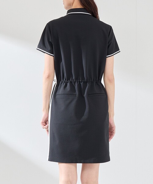JUN&ROPE'（ジュンアンドロペ）の「【撥水】【ストレッチ】シアサッカードロストポロワンピース（ワンピース・レディース・ブラック/ブラック系その他・L/M/S）」の17枚目の写真