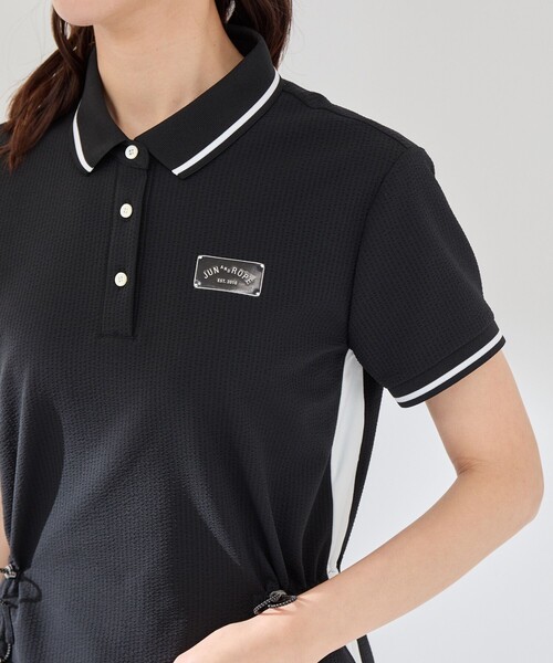 JUN&ROPE'（ジュンアンドロペ）の「【撥水】【ストレッチ】シアサッカードロストポロワンピース（ワンピース・レディース・ブラック/ブラック系その他・L/M/S）」の14枚目の写真