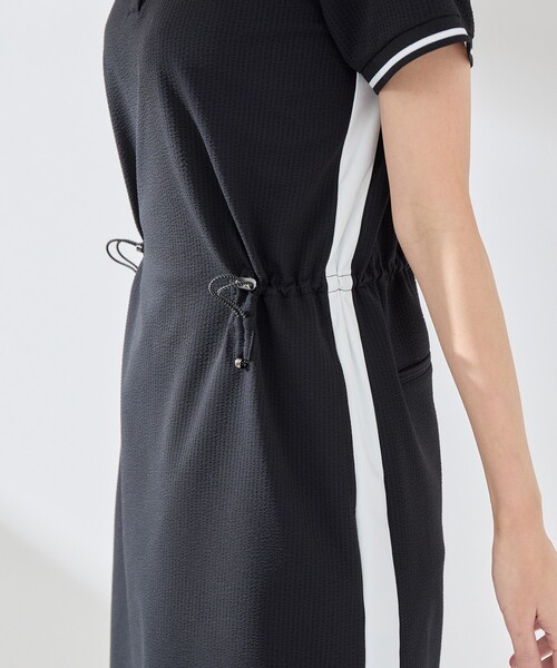 JUN&ROPE'（ジュンアンドロペ）の「【撥水】【ストレッチ】シアサッカードロストポロワンピース（ワンピース・レディース・ブラック/ブラック系その他・L/M/S）」の12枚目の写真