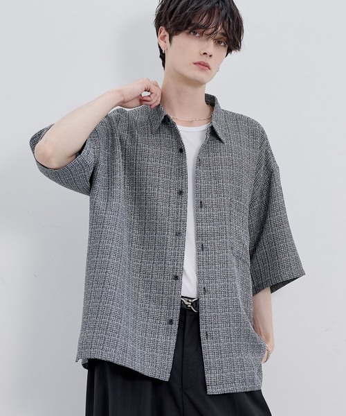 総柄サマーツイードリラクシング半袖シャツ（シャツ/ブラウス