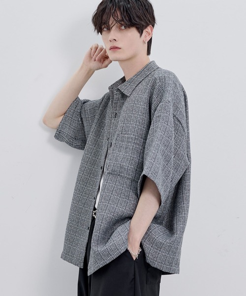 ETELIO（エテリオ）の「総柄サマーツイードリラクシング半袖シャツ（シャツ/ブラウス・メンズ・ブラック系/ライトグレー系/ブラウン・S/M/L/XL）」の16枚目の写真