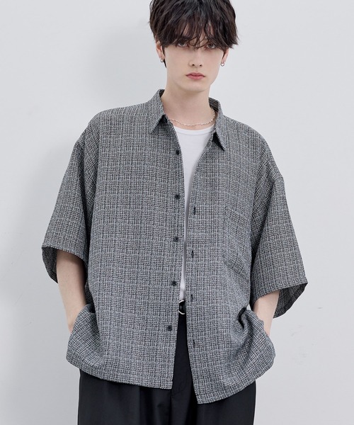 総柄サマーツイードリラクシング半袖シャツ（シャツ/ブラウス