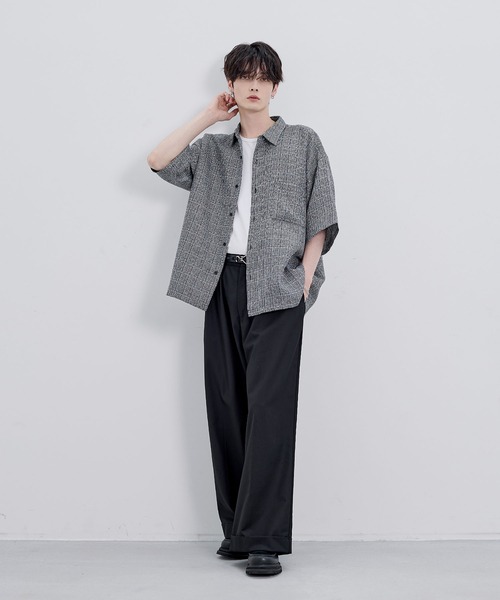 ETELIO（エテリオ）の「総柄サマーツイードリラクシング半袖シャツ（シャツ/ブラウス・メンズ・ブラック系/ライトグレー系/ブラウン・S/M/L/XL）」の20枚目の写真