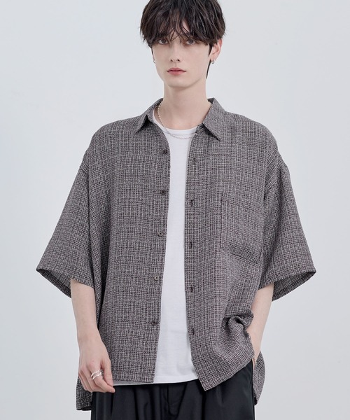 総柄サマーツイードリラクシング半袖シャツ（シャツ/ブラウス