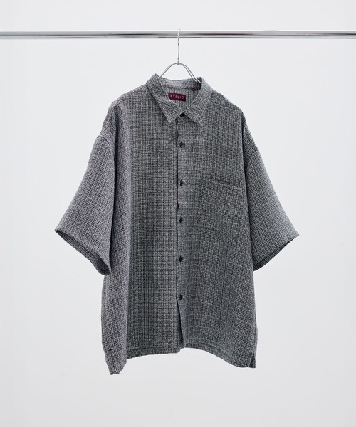 ETELIO（エテリオ）の「総柄サマーツイードリラクシング半袖シャツ（シャツ/ブラウス・メンズ・ブラック系/ライトグレー系/ブラウン・S/M/L/XL）」の4枚目の写真