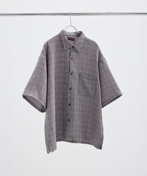 ETELIO（エテリオ）の「総柄サマーツイードリラクシング半袖シャツ（シャツ/ブラウス・メンズ・ブラック系/ライトグレー系/ブラウン・S/M/L/XL）」の6枚目の写真