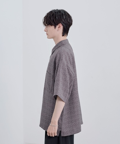 ETELIO（エテリオ）の「総柄サマーツイードリラクシング半袖シャツ（シャツ/ブラウス・メンズ・ブラック系/ライトグレー系/ブラウン・S/M/L/XL）」の8枚目の写真
