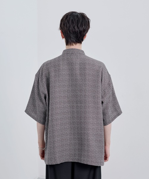 ETELIO（エテリオ）の「総柄サマーツイードリラクシング半袖シャツ（シャツ/ブラウス・メンズ・ブラック系/ライトグレー系/ブラウン・S/M/L/XL）」の9枚目の写真