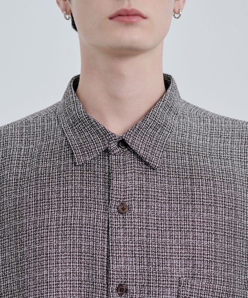 ETELIO（エテリオ）の「総柄サマーツイードリラクシング半袖シャツ（シャツ/ブラウス・メンズ・ブラック系/ライトグレー系/ブラウン・S/M/L/XL）」の10枚目の写真