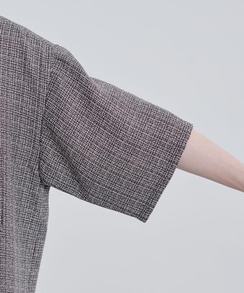 ETELIO（エテリオ）の「総柄サマーツイードリラクシング半袖シャツ（シャツ/ブラウス・メンズ・ブラック系/ライトグレー系/ブラウン・S/M/L/XL）」の11枚目の写真